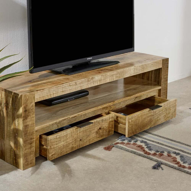 Kochi Modern Solid Mango Wood TV Stand With Storage