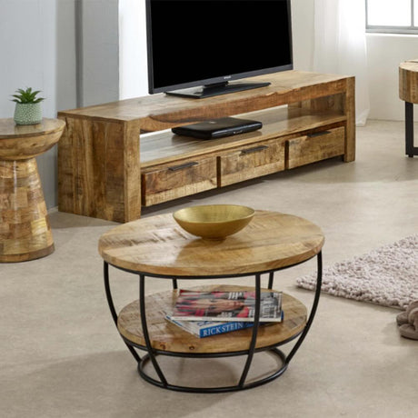 Kochi Modern Solid Mango Wood TV Stand With Storage