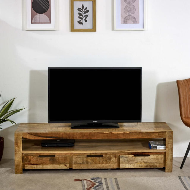 Kochi Modern Solid Mango Wood TV Stand With Storage