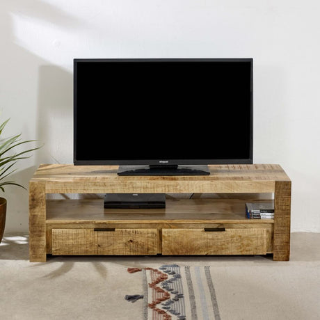 Kochi Modern Solid Mango Wood TV Stand With Storage