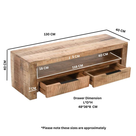 Kochi Modern Solid Mango Wood TV Stand With Storage