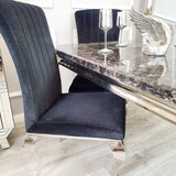 Classic-black-velvet-dining-chairs-chrome-legs