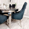 Classic-black-velvet-knocker-back-dining-chairs-chrome-legs