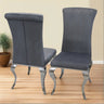 Classic-dark-grey-velvet-dining-chairs-chrome-legs