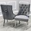 Classic-dark-grey-velvet-knocker-back-dining-chairs-chrome-legs