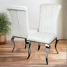 Classic-light-grey-velvet-dining-chairs-chrome-legs