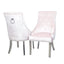 Classic-pink-velvet-knocker-back-dining-chairs-chrome-legs