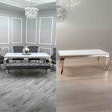 Classic-white-glass-matching-dining-table-_-coffee-table-set-rectangular-tempered-glass-top-stainless-steel-curved-legs