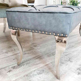 ClassicRoyalStyleLeatherDiningBench140cm-ChromeLegs