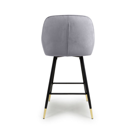 Dark-Grey-Modern-Velvet-Bar-Stool-Diamond-Stitching-Black-Legs-With-Gold-Tips-Set-of-2