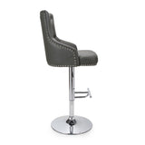 Grey-Classic-Leather-Bar-Stool-Chrome-Studded-With-Adjustable-Stainless-Steel-Base-Set-of-2