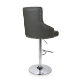 Grey-Classic-Leather-Bar-Stool-Chrome-Studded-With-Adjustable-Stainless-Steel-Base-Set-of-2