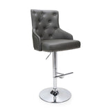 Grey-Classic-Leather-Bar-Stool-Chrome-Studded-With-Adjustable-Stainless-Steel-Base-Set-of-2