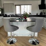 Grey-Classic-Leather-Bar-Stool-Chrome-Studded-With-Adjustable-Stainless-Steel-Base-Set-of-2