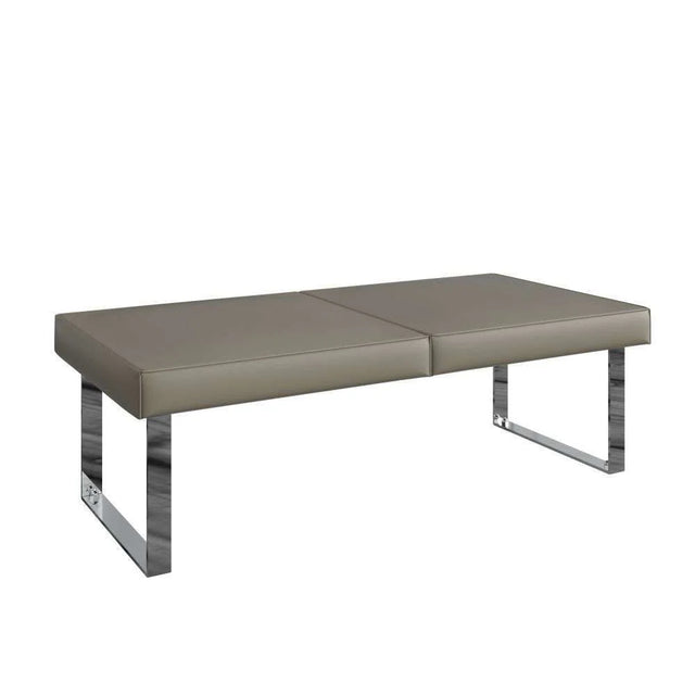 Naples Modern Taupe Grey Leather Backless Dining Bench