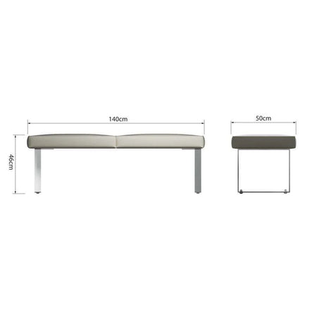 Naples Modern Taupe Grey Leather Backless Dining Bench