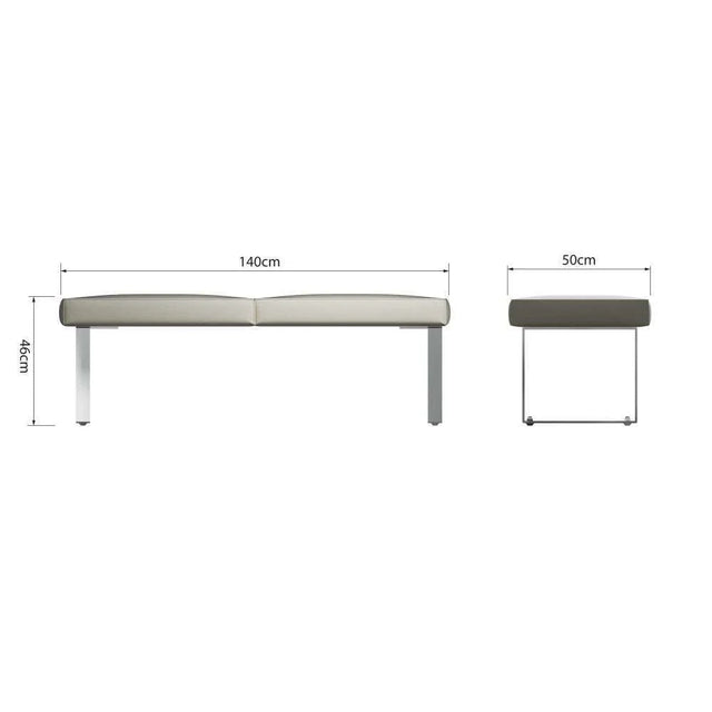 Naples Modern Taupe Grey Leather Backless Dining Bench