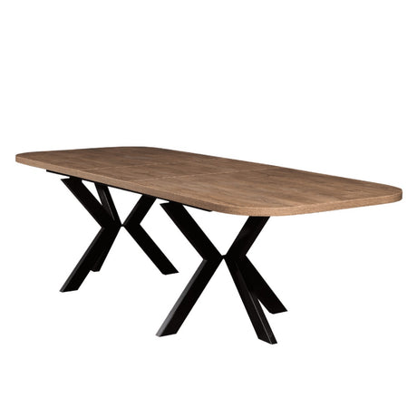 Industrial-10-12-Seater-Rectangular-Oak-Dining-Table-Extendable-Wood-Top-Black-Metal-Legs-200cm-280cm