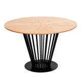 Industrial-4-Seater-Round-Oak-Veneer-Dining-Table-Black-Metal-Pedestal-Base-120cm