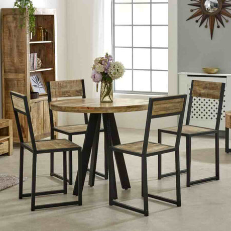 Industrial-4-Seater-Round-Solid-Mango-Wood-Dining-Table-With-Black-Metal-Legs-90cm