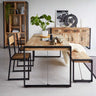 Industrial Natural Reclaimed Wood & Metal Rectangular Dining Table With Reclaimed Wood Chairs & Bench 150cm