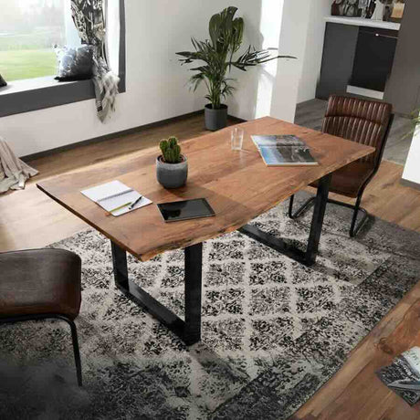 Industrial-8-Seater-Natural-Solid-Wood-Live-Edge-Rectangular-Dining-Table-200cm