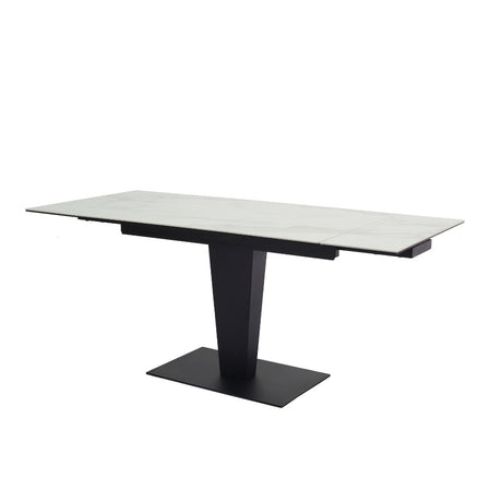 Industrial-8-Seater-Rectangular-Extending-White-Marble-Dining-Table-Black-Metal-Pedestal-Base-120cm-180cm