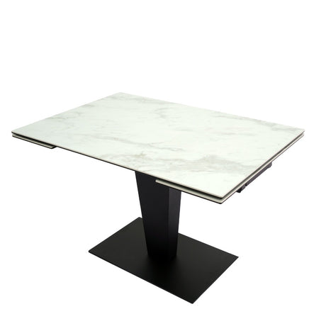 Industrial-8-Seater-Rectangular-Extending-White-Marble-Dining-Table-Black-Metal-Pedestal-Base-120cm-180cm