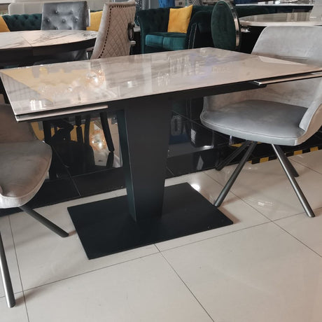 Industrial-8-Seater-Rectangular-Extending-White-Marble-Dining-Table-Black-Metal-Pedestal-Base-120cm-180cm