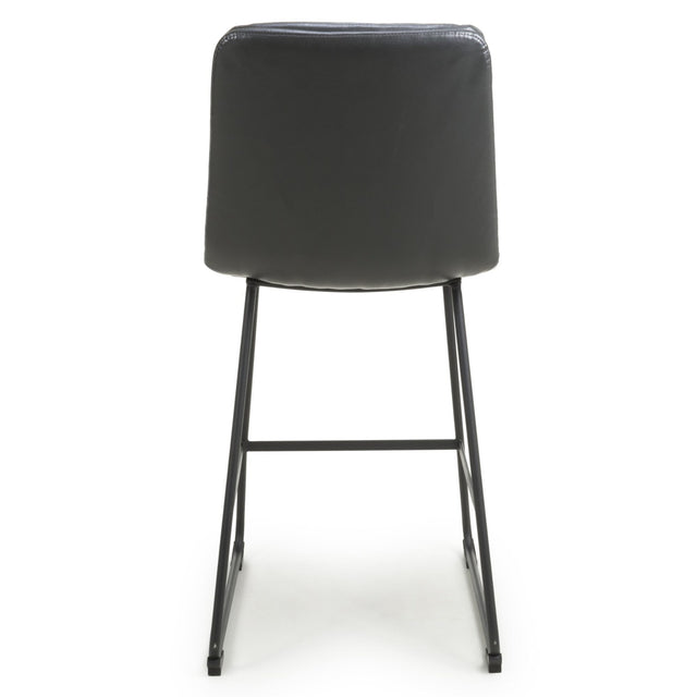 Hudson Industrial Dark Grey Leather Bar Stools Set of 2