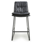 Hudson Industrial Dark Grey Leather Bar Stools Set of 2