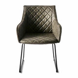 Industrial-Brown-Velvet-Fabric-Diamond-Stitched-Dining-Chair-Black-Metal-Legs-Set-of-2