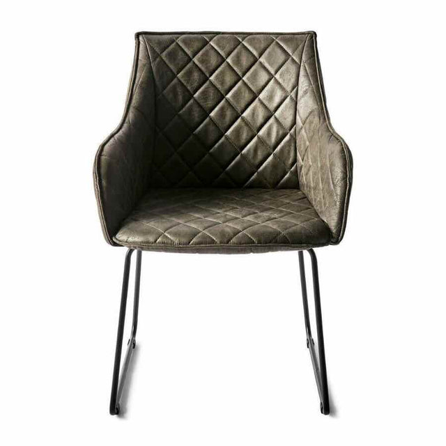 Industrial-Brown-Velvet-Fabric-Diamond-Stitched-Dining-Chair-Black-Metal-Legs-Set-of-2