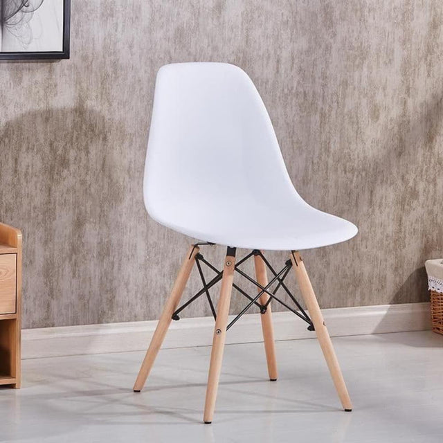 Industrial-Eiffel-Style-White-Plastic-Dining-Chair-Wooden-Legs-Set-of-4