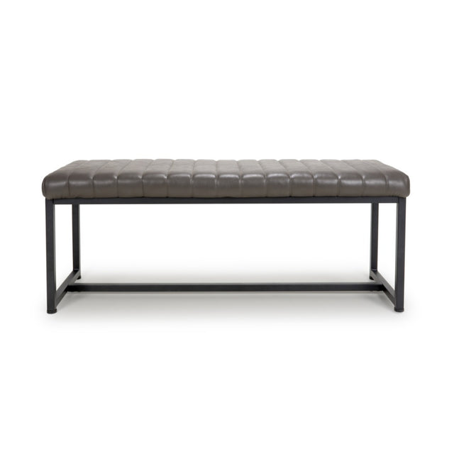 Industrial-Grey-Leather-Dining-Bench-Black-Metal-Legs