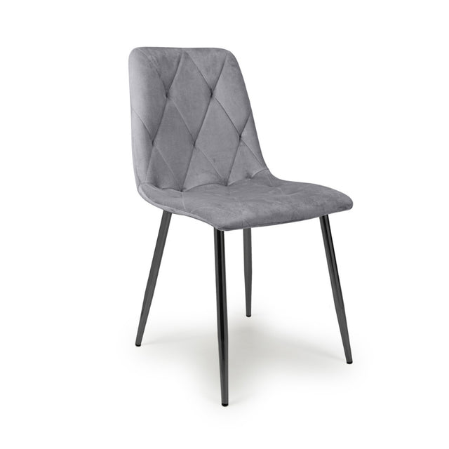 Industrial-Grey-Velvet-Dining-Chair-Diamond-Stitching-Black-Metal-Legs-Set-of-2