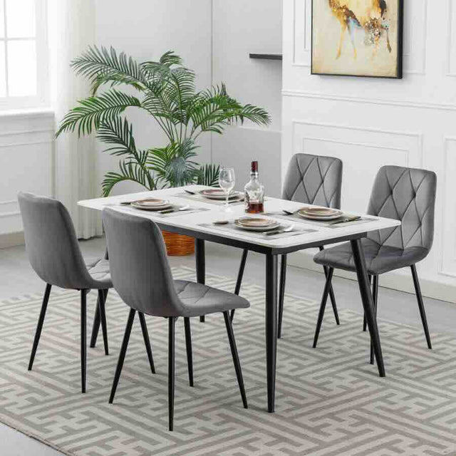 Industrial-Grey-Velvet-Dining-Chair-Diamond-Stitching-Black-Metal-Legs-Set-of-2