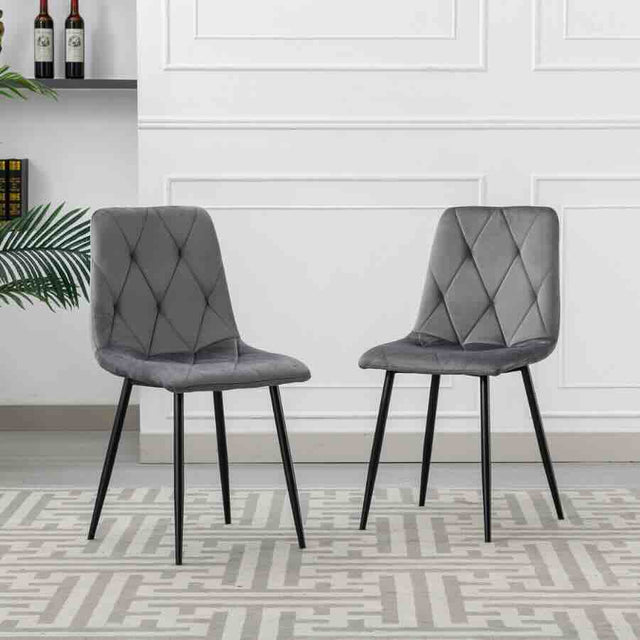 Industrial-Grey-Velvet-Dining-Chair-Diamond-Stitching-Black-Metal-Legs-Set-of-2