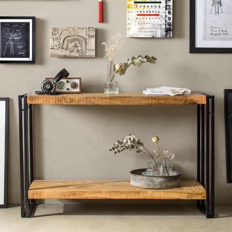 Industrial-Natural-Reclaimed-Wood-Console-Table-With-Shelf-Black-Metal-Frame-120cm