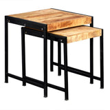 Industrial-Natural-Reclaimed-Wood-Nest-of-2-Side-Tables-Black-Metal-Frame