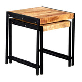 Industrial-Natural-Reclaimed-Wood-Nest-of-2-Side-Tables-Black-Metal-Frame