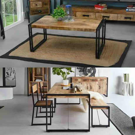 Industrial-Natural-Reclaimed-Wood-Rectangular-Matching-Dining-Table-and-Coffee-Table-With-Black-Metal-Base