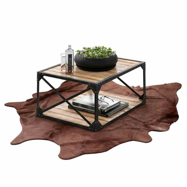 Willowbrook Industrial Rectangular Reclaimed Wood Coffee Table With Black Metal X-Frame 100cm