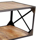 Willowbrook Industrial Rectangular Reclaimed Wood Coffee Table With Black Metal X-Frame 100cm