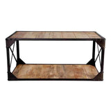 Willowbrook Industrial Rectangular Reclaimed Wood Coffee Table With Black Metal X-Frame 100cm