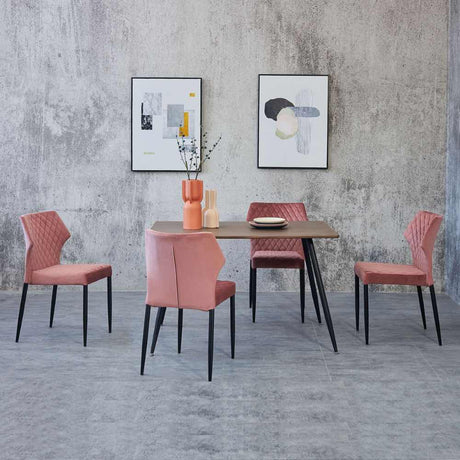 Industrial-Pink-Velvet-Dining-Chair-Diamond-Back-Stitching-Black-Metal-Legs-Set-of-4