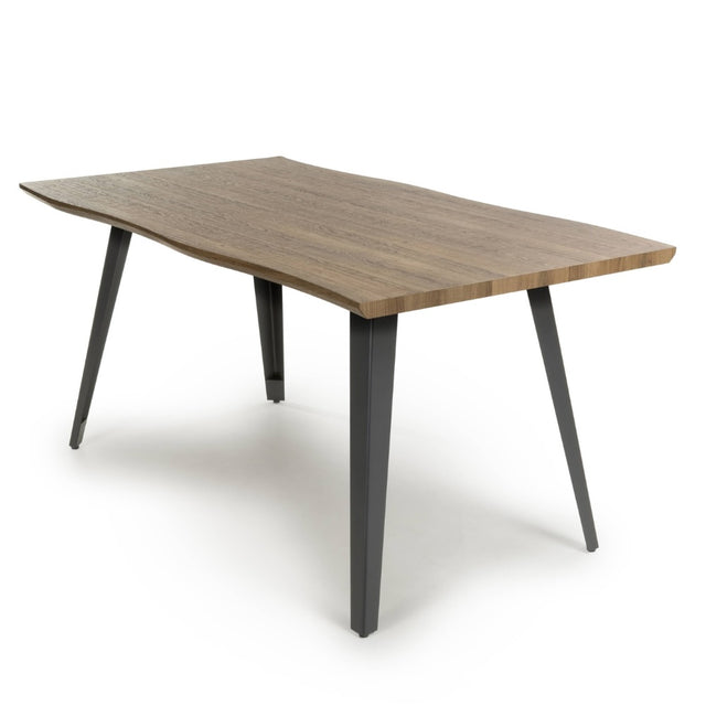 Everett Industrial Rectangular Oak Wood Dining Table 160cm