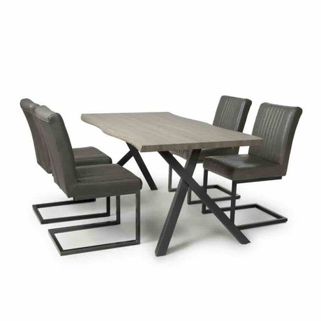 Industrial-Grey-Leather-Cantilever-Dining-Chair-Black-Metal-Legs-Set-of-2