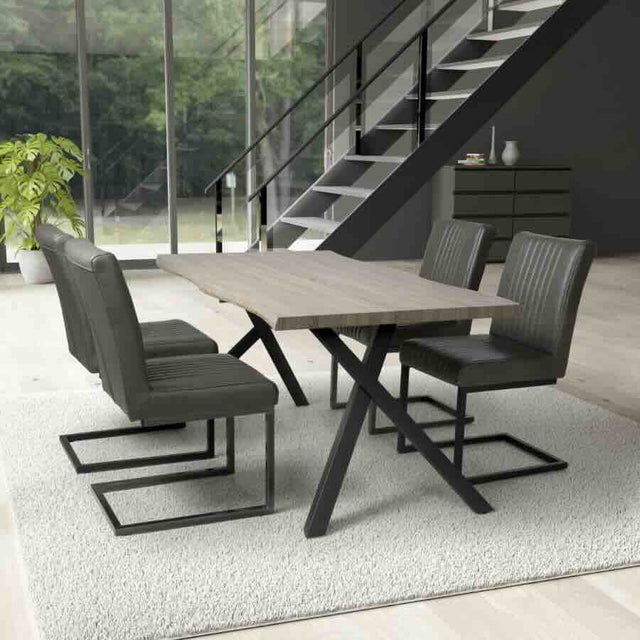 Industrial-Rectangular-Pine-Wood-Dining-Table-With-4-Leather-Dining-Chairs-Kitchen-Table-Set-160cm