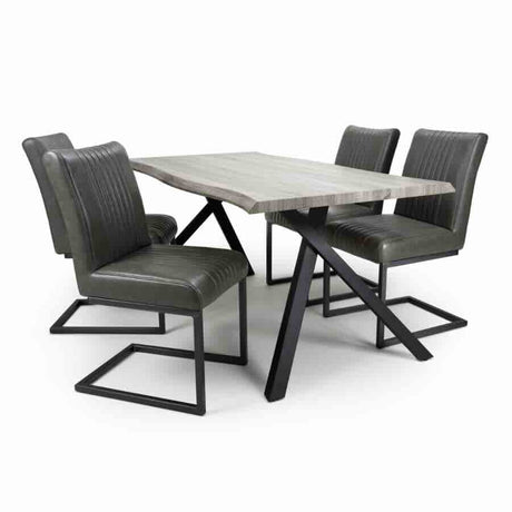 Industrial-Rectangular-Pine-Wood-Dining-Table-With-4-Leather-Dining-Chairs-Kitchen-Table-Set-160cm